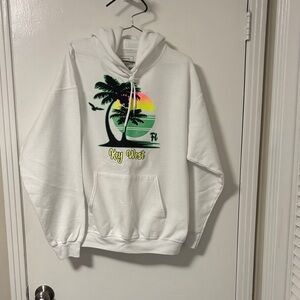 White Key West Hoodie with Palm Tree Design
